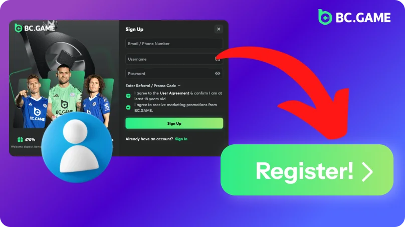 BC Game registration method 