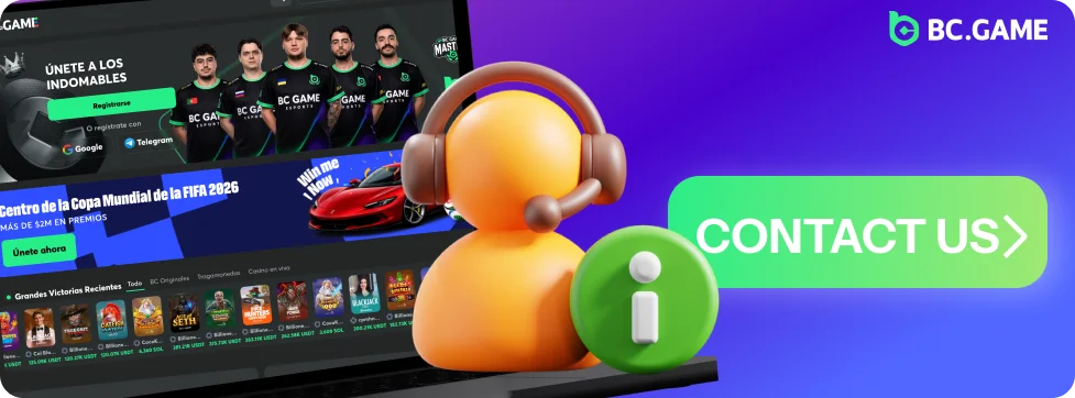 BC Game customer support for Mexicans