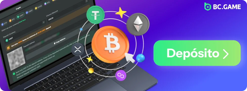 Depósito con criptomonedas en BC Game